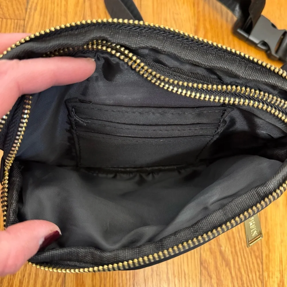 Zorfin Black Belt Bag Crossbody with Gold Accents - Picture 5 of 10